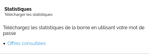 Le titre Statistiques est suivi d'une liste contenant un unique lien vers les offres consultées.